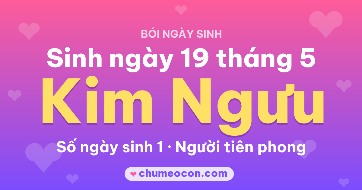 Ảnh kết quả: Sinh ngày 19 tháng 5: cung Kim Ngưu, số ngày sinh 1