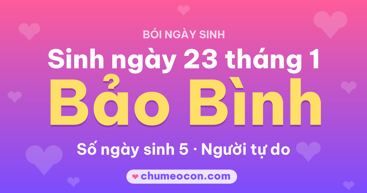 Ảnh kết quả: Sinh ngày 23 tháng 1: cung Bảo Bình, số ngày sinh 5