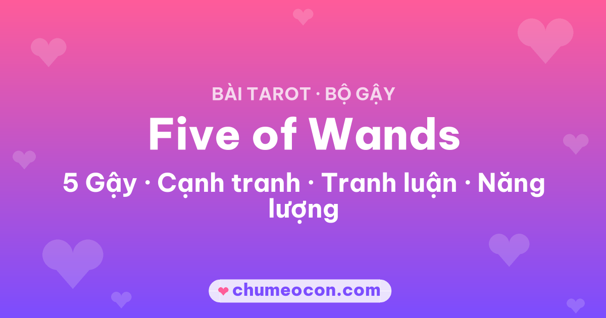 Ảnh kết quả: Lá bài Five of Wands (5 Gậy)