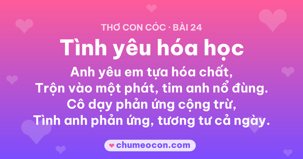 Ảnh kết quả: Thơ con cóc “Tình yêu hóa học” — đọc xong cười xỉu 😂
