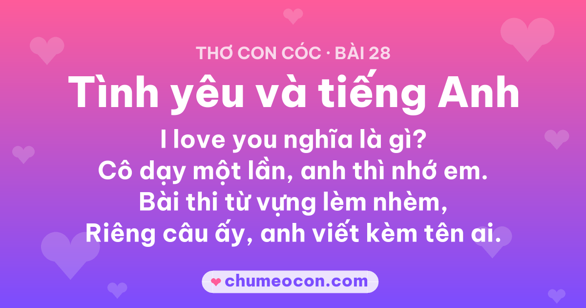 Ảnh kết quả: Thơ con cóc “Tình yêu và tiếng Anh” — đọc xong cười xỉu 😂