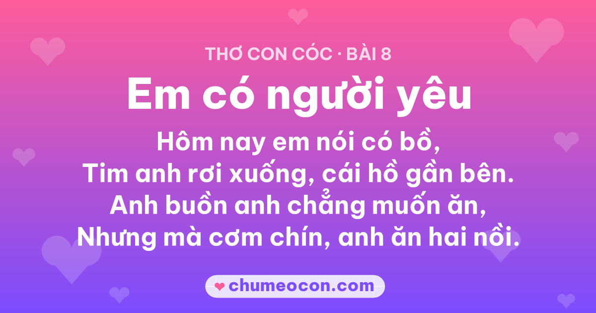 Ảnh kết quả: Thơ con cóc “Em có người yêu” — đọc xong cười xỉu 😂