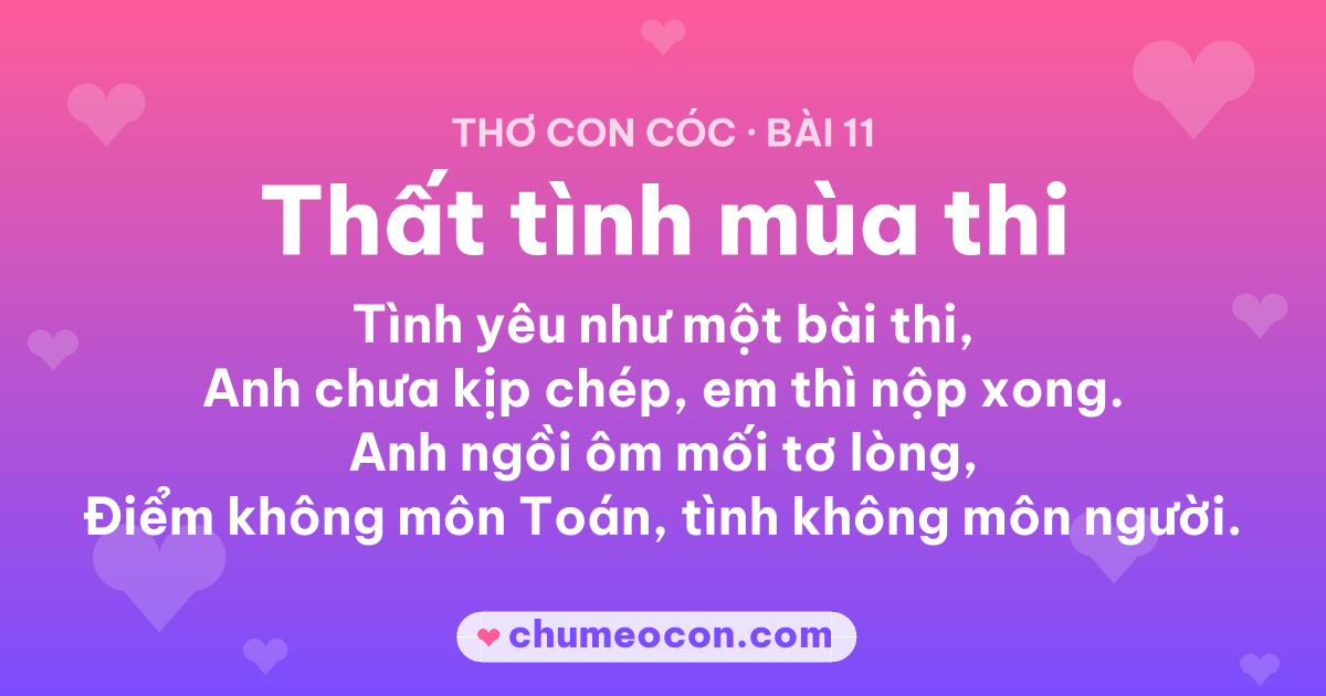 Ảnh kết quả: Thơ con cóc “Thất tình mùa thi” — đọc xong cười xỉu 😂