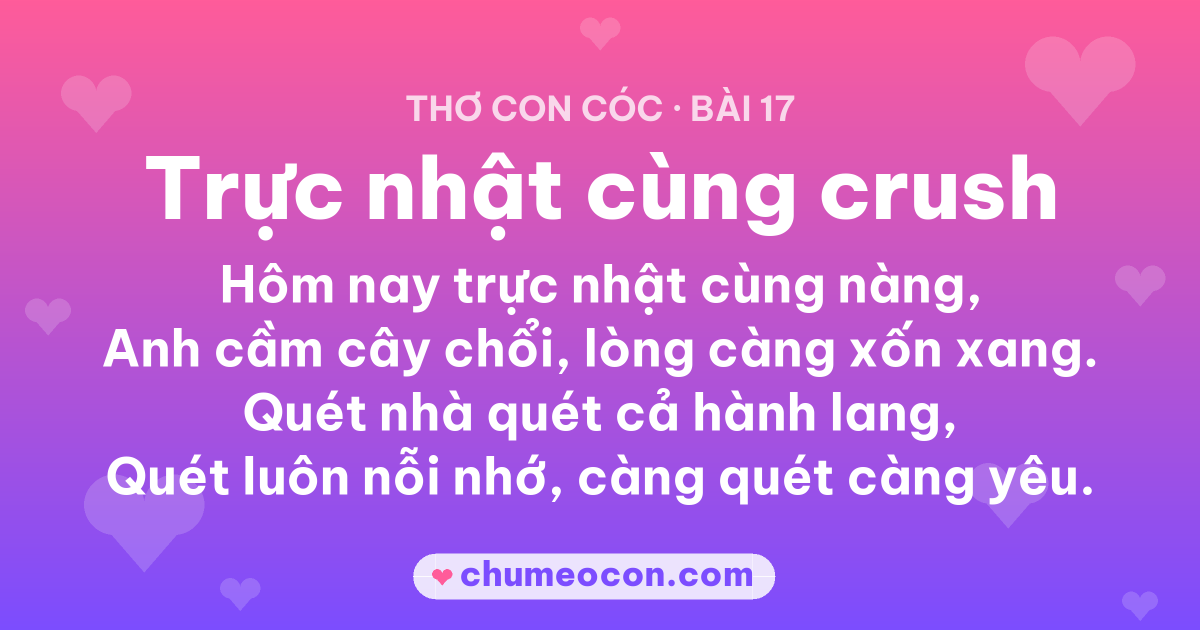 Ảnh kết quả: Thơ con cóc “Trực nhật cùng crush” — đọc xong cười xỉu 😂