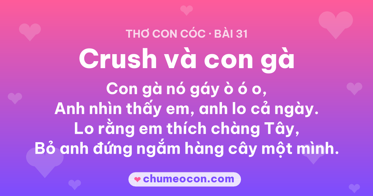 Ảnh kết quả: Thơ con cóc “Crush và con gà” — đọc xong cười xỉu 😂